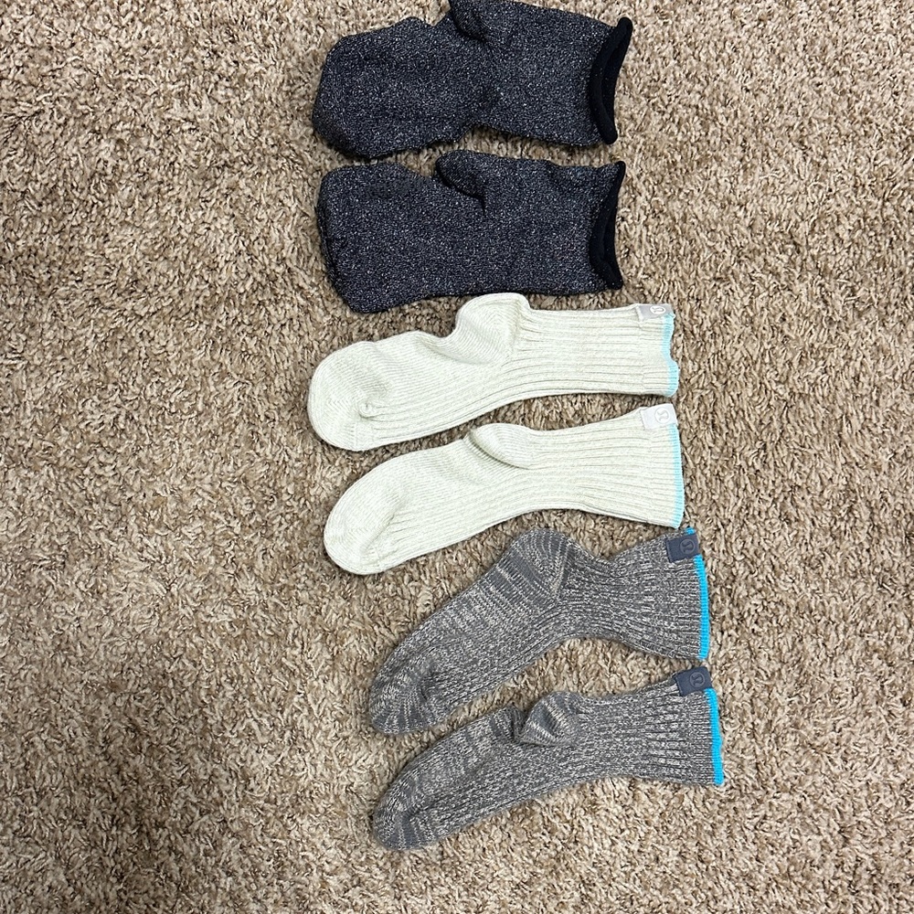 3 pairs of Lululemon women’s sock- never worn